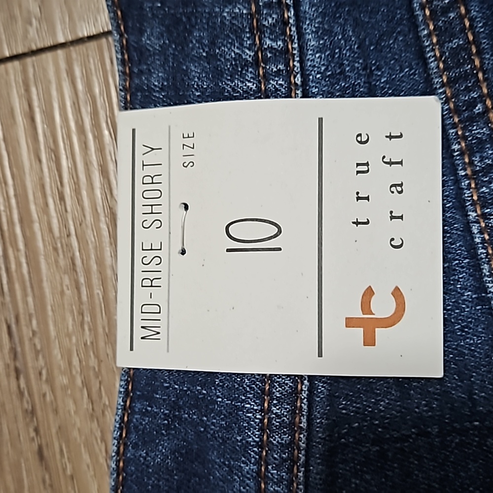 true craft Denim Mid-Rise Shorty Stretch Blue Jean Shorts 3" Inseam Women's 10 - Picture 4 of 16